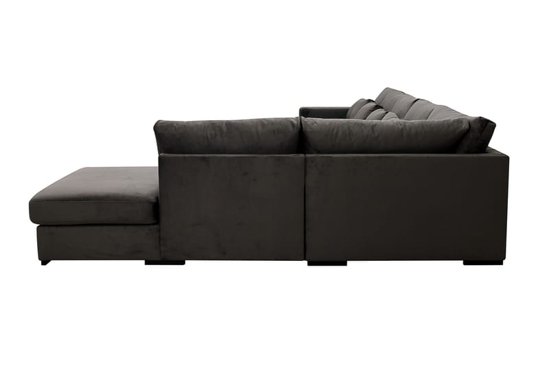 Grande 6-seters U-Sofa med Divan Venstre - Mørkegrå Fløyel - Møbler - Sofaer - Fløyelssofaer