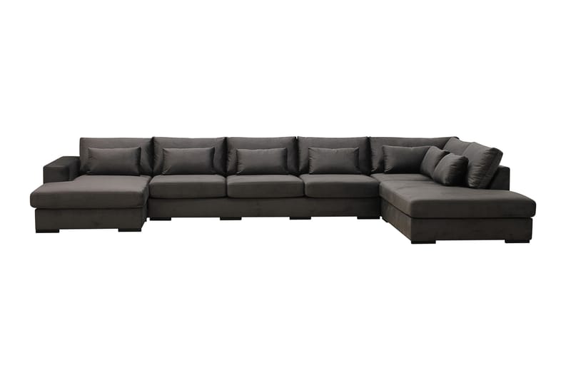 Grande 6-seters U-Sofa med Divan Venstre - Mørkegrå Fløyel - Møbler - Sofaer - Fløyelssofaer
