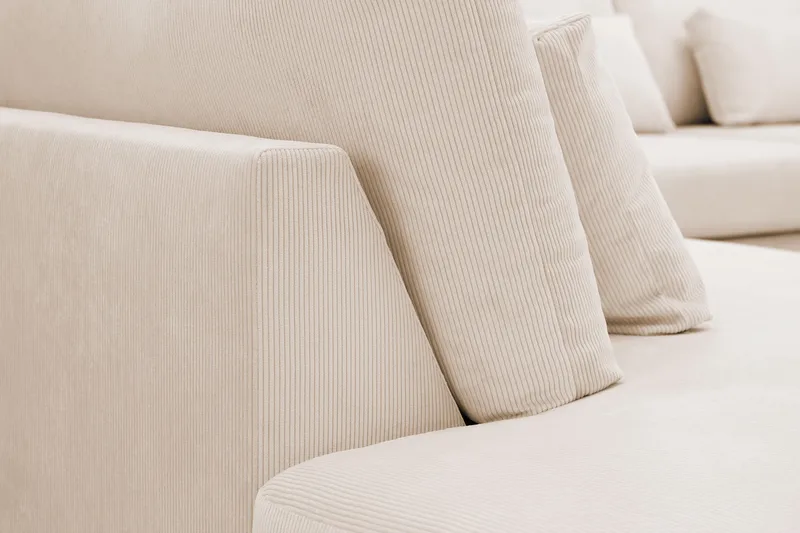 Grande Stor 7-seters U-Sofa med Divan Høyre - Beige Manchester - Møbler - Sofaer - Modulsofaer - Komplett modulsofa