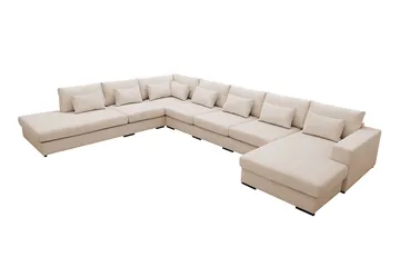 Grande Stor 7-seters U-Sofa med Divan Høyre - Beige Manchester - Møbler - Sofaer - Modulsofaer - Komplett modulsofa