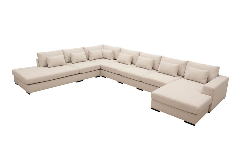 Grande Stor 7-seters U-Sofa med Divan Høyre - Beige Stoff - Møbler - Sofaer - Modulsofaer - Komplett modulsofa