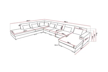 Grande Stor 7-seters U-Sofa med Divan Høyre - Beige Stoff - Møbler - Sofaer - U-sofa