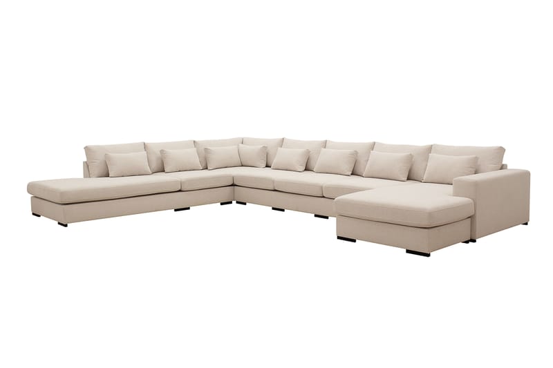 Grande Stor 7-seters U-Sofa med Divan Høyre - Beige Stoff - Møbler - Sofaer - U-sofa