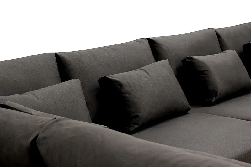 Grande Stor 7-seters U-Sofa med Divan Høyre - Mørkegrå Fløyel - Møbler - Sofaer - Modulsofaer - Komplett modulsofa