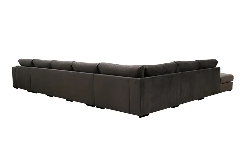 Grande Stor 7-seters U-Sofa med Divan Høyre - Mørkegrå Fløyel - Møbler - Sofaer - Modulsofaer - Komplett modulsofa
