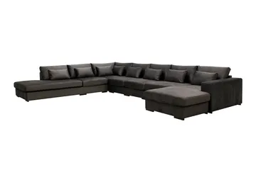 Grande Stor 7-seters U-Sofa med Divan Høyre - Mørkegrå Fløyel - Møbler - Sofaer - Modulsofaer - Komplett modulsofa