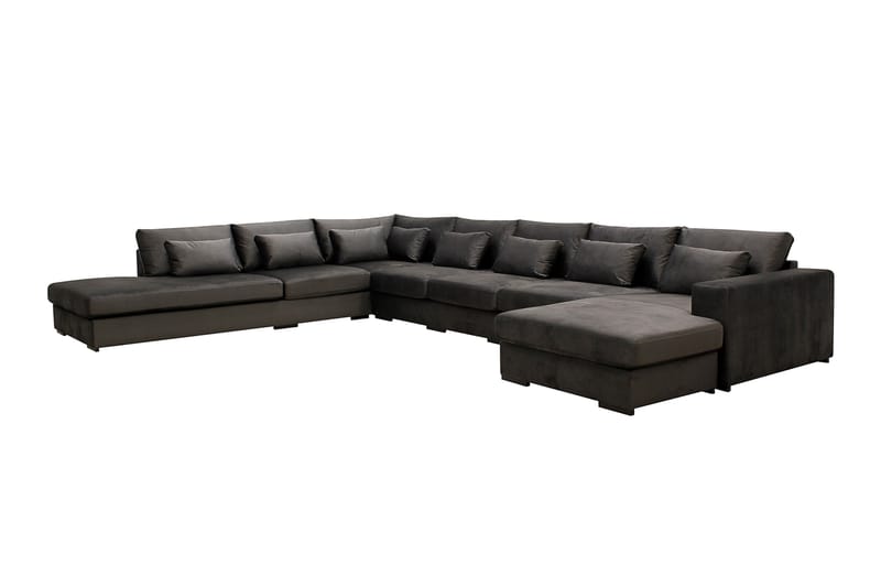 Grande Stor 7-seters U-Sofa med Divan Høyre - Mørkegrå Fløyel - Møbler - Sofaer - Fløyelssofaer