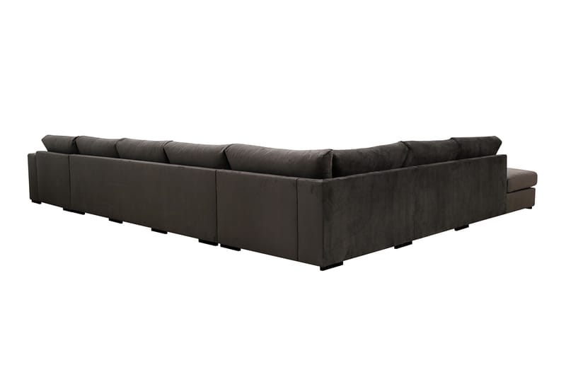 Grande Stor 7-seters U-Sofa med Divan Høyre - Mørkegrå Fløyel - Møbler - Sofaer - Fløyelssofaer