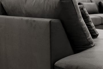 Grande Stor 7-seters U-Sofa med Divan Høyre - Mørkegrå Fløyel - Møbler - Sofaer - Fløyelssofaer