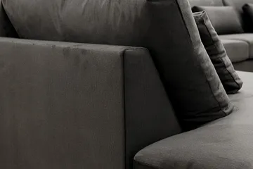 Grande Stor 7-seters U-Sofa med Divan Høyre - Mørkegrå Fløyel - Møbler - Sofaer - Modulsofaer - Komplett modulsofa