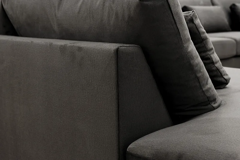 Grande Stor 7-seters U-Sofa med Divan Høyre - Mørkegrå Fløyel - Møbler - Sofaer - Modulsofaer - Komplett modulsofa