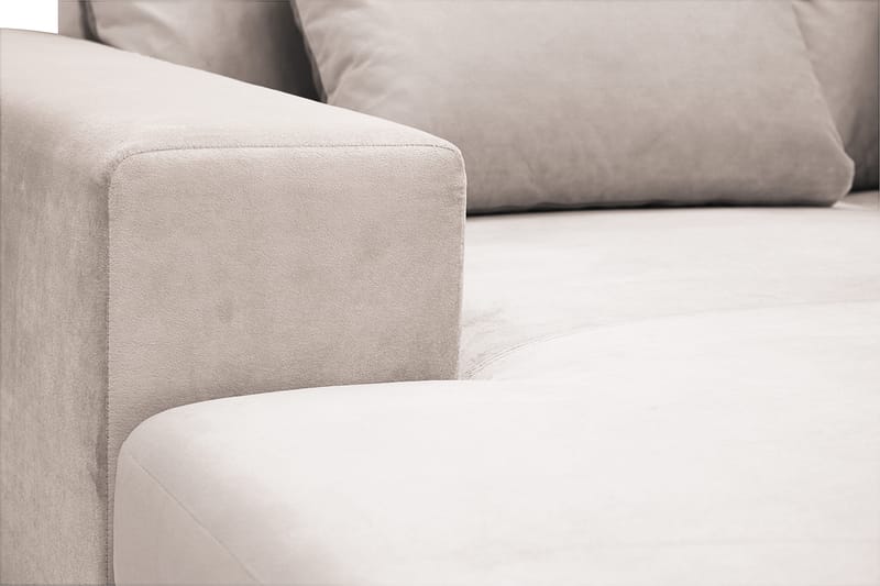 Grande Stor 7-seters U-Sofa med Divan Venstre - Beige Fløyel - Møbler - Sofaer - Fløyelssofaer