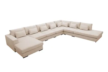 Grande Stor 7-seters U-Sofa med Divan Venstre - Beige Manchester - Møbler - Sofaer - Modulsofaer - Komplett modulsofa