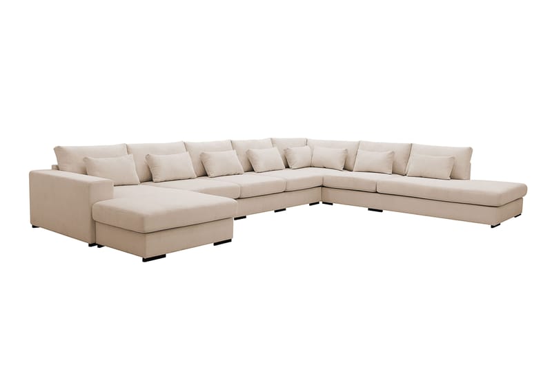 Grande Stor 7-seters U-Sofa med Divan Venstre - Beige Manchester - Møbler - Sofaer - U-sofa