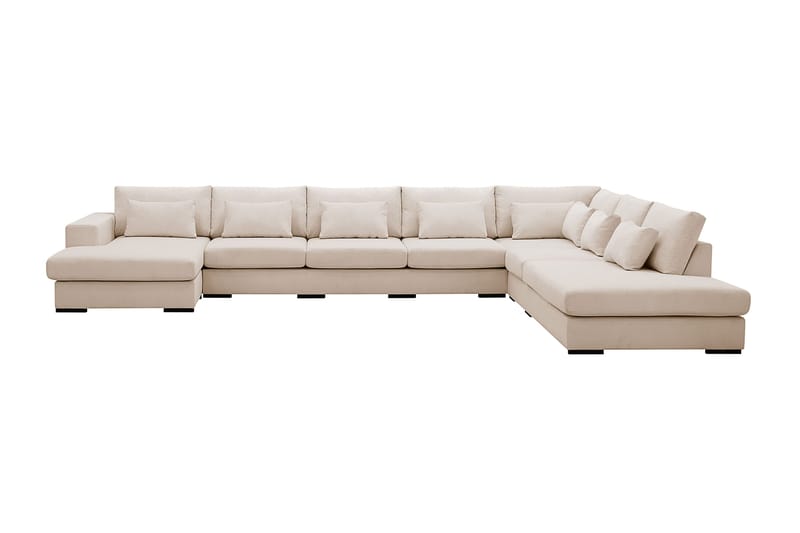 Grande Stor 7-seters U-Sofa med Divan Venstre, Beige Manchester