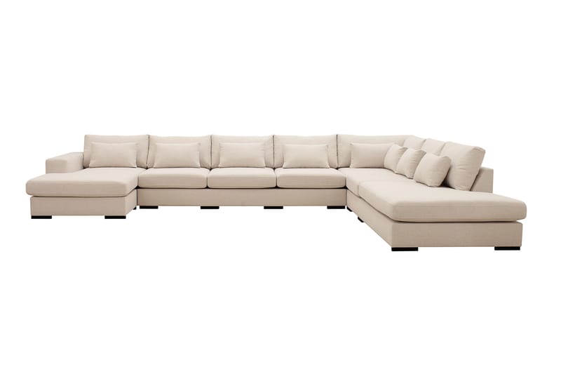 Grande Stor 7-seters U-Sofa med Divan Venstre, Beige Stoff