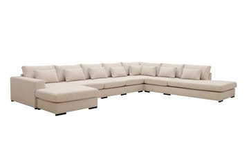 Grande Stor 7-seters U-Sofa med Divan Venstre - Beige Stoff - Møbler - Sofaer - U-sofa
