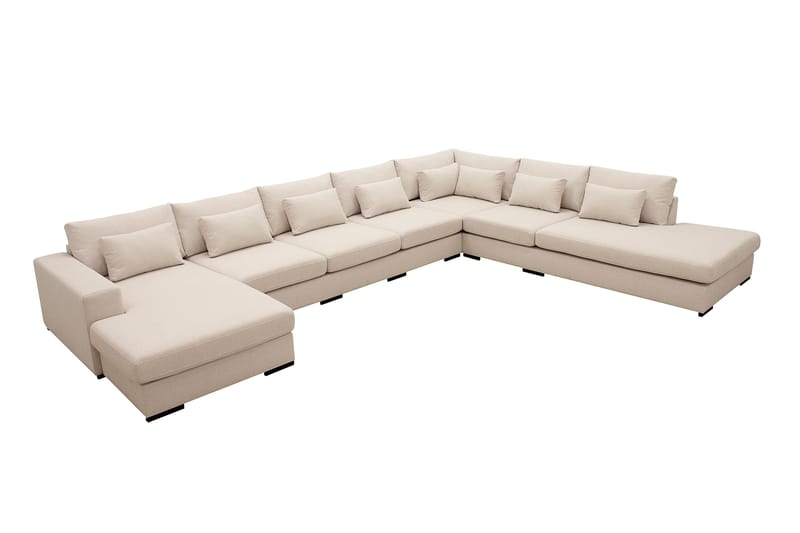 Grande Stor 7-seters U-Sofa med Divan Venstre - Beige Stoff - Møbler - Sofaer - U-sofa