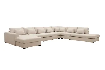 Grande Stor 7-seters U-Sofa med Divan Venstre - Beige Stoff - Møbler - Sofaer - Modulsofaer - Komplett modulsofa