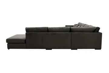 Grande Stor 7-seters U-Sofa med Divan Venstre - Mørkegrå Fløyel - Møbler - Sofaer - Fløyelssofaer