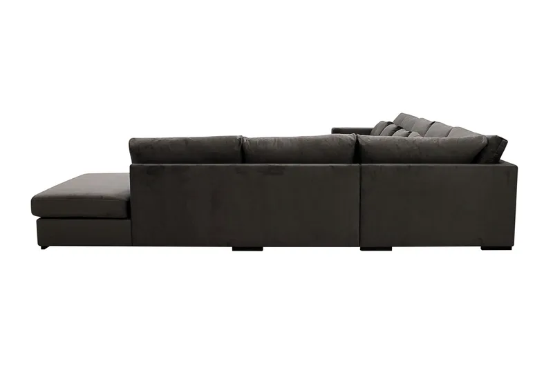 Grande Stor 7-seters U-Sofa med Divan Venstre - Mørkegrå Fløyel - Møbler - Sofaer - Modulsofaer - Komplett modulsofa