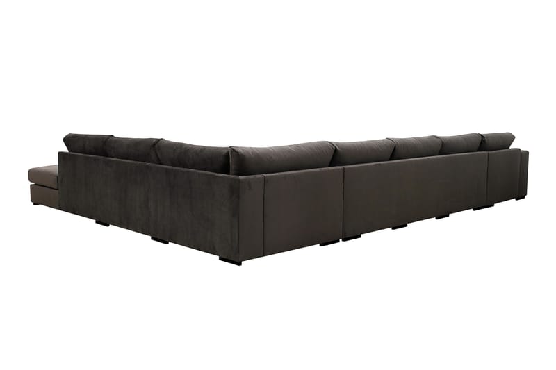 Grande Stor 7-seters U-Sofa med Divan Venstre - Mørkegrå Fløyel - Møbler - Sofaer - Fløyelssofaer