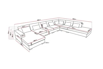 Grande Stor 7-seters U-Sofa med Divan Venstre - Mørkegrå Fløyel - Møbler - Sofaer - Fløyelssofaer