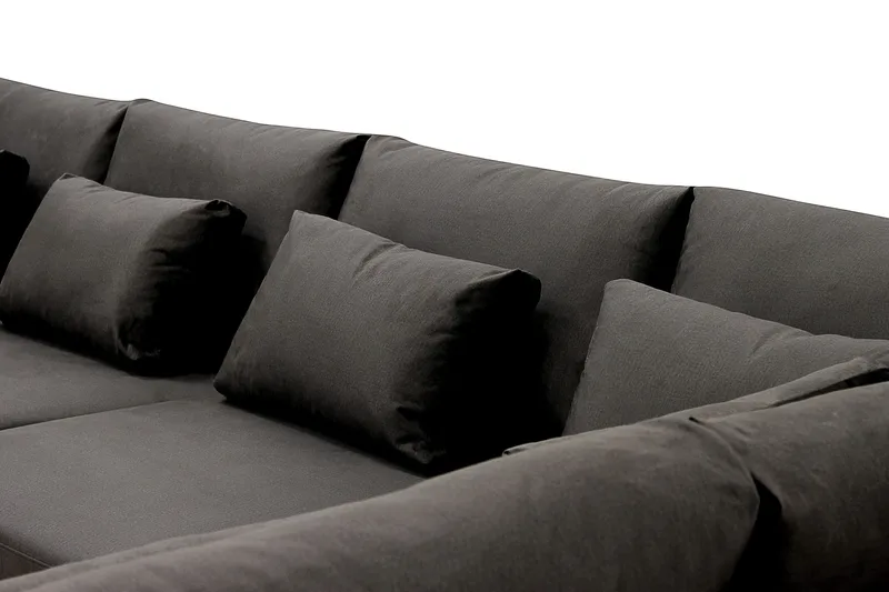 Grande Stor 7-seters U-Sofa med Divan Venstre - Mørkegrå Fløyel - Møbler - Sofaer - Modulsofaer - Komplett modulsofa