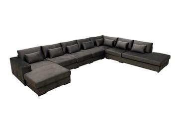 Grande Stor 7-seters U-Sofa med Divan Venstre - Mørkegrå Fløyel - Møbler - Sofaer - Fløyelssofaer