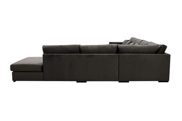 Grande Stor 7-seters U-Sofa med Divan Venstre - Mørkegrå Fløyel - Møbler - Sofaer - Fløyelssofaer