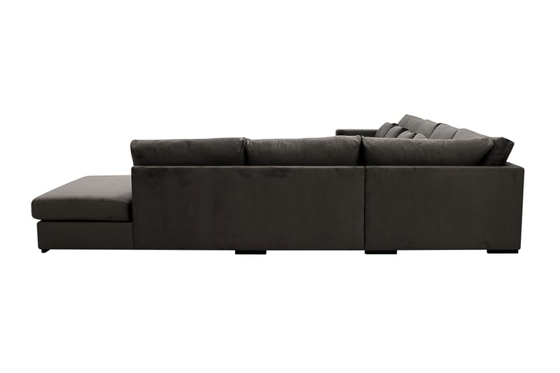 Grande Stor 7-seters U-Sofa med Divan Venstre - Mørkegrå Fløyel - Møbler - Sofaer - Fløyelssofaer
