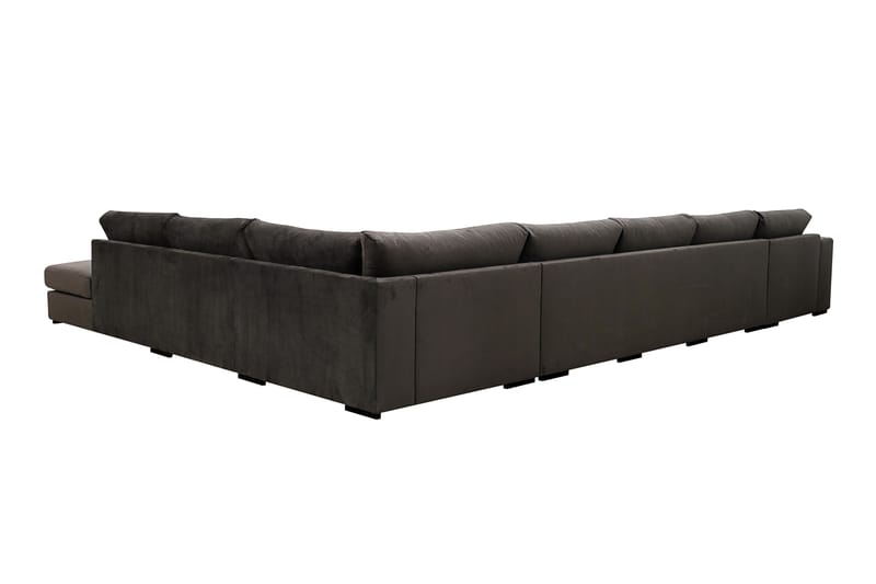 Grande Stor 7-seters U-Sofa med Divan Venstre - Mørkegrå Fløyel - Møbler - Sofaer - Fløyelssofaer