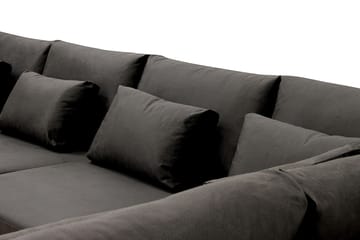 Grande Stor 7-seters U-Sofa med Divan Venstre - Mørkegrå Fløyel - Møbler - Sofaer - Fløyelssofaer