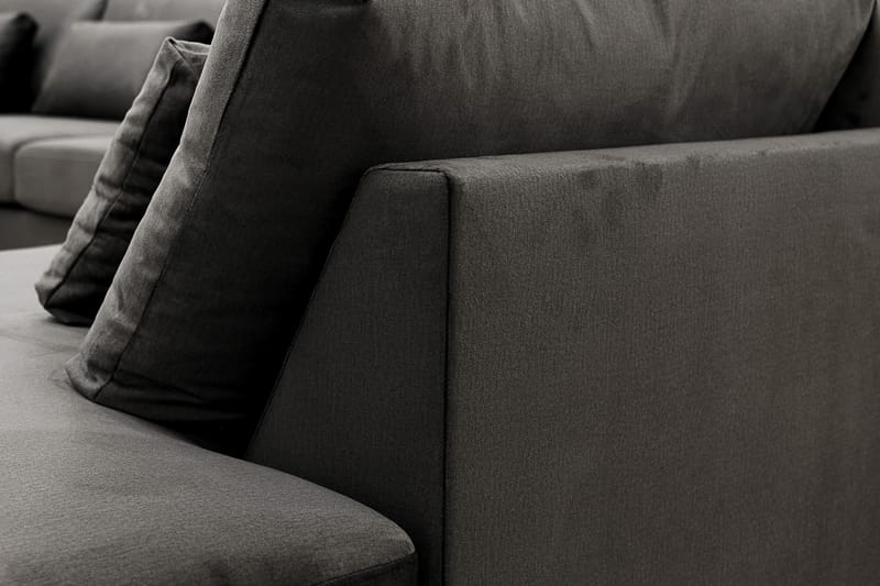 Grande Stor 7-seters U-Sofa med Divan Venstre - Mørkegrå Fløyel - Møbler - Sofaer - Fløyelssofaer