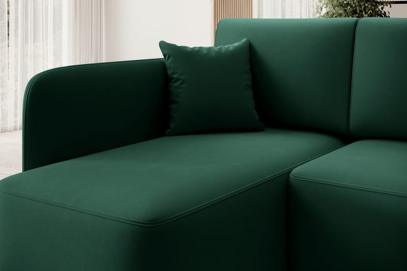 Hadson 3-seter Sofa med Sjeselong - Grønn - Møbler - Sofaer - Fløyelssofaer
