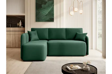 Hadson 3-seter Sofa med Sjeselong - Grønn - Møbler - Sofaer - Fløyelssofaer