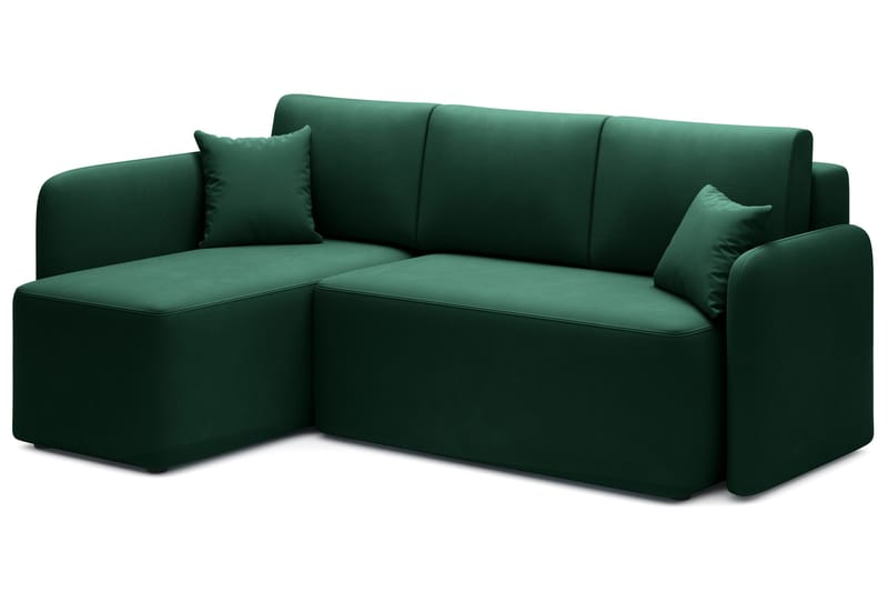 Hadson 3-seter Sofa med Sjeselong - Grønn - Møbler - Sofaer - Fløyelssofaer