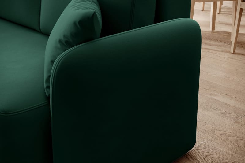 Hadson 3-seter Sofa med Sjeselong - Grønn - Møbler - Sofaer - Fløyelssofaer