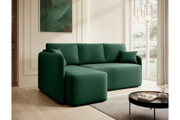 Hadson 3-seter Sofa med Sjeselong - Grønn - Møbler - Sofaer - Fløyelssofaer