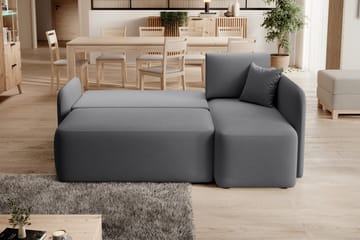 Hadson 3-seter Sofa med Sjeselong - Mørk grå - Møbler - Sofaer - Fløyelssofaer