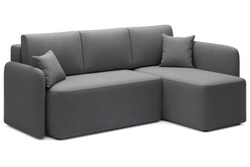 Hadson 3-seter Sofa med Sjeselong - Mørk grå - Møbler - Sofaer - Fløyelssofaer