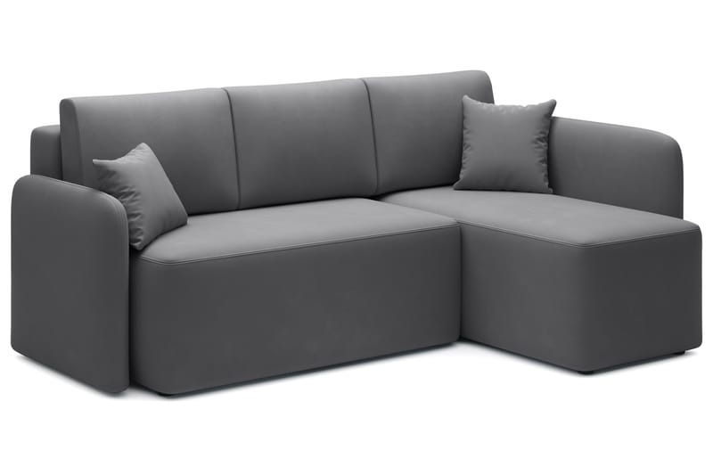 Hadson 3-seter Sofa med Sjeselong - Mørk grå - Møbler - Sofaer - Fløyelssofaer