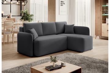 Hadson 3-seter Sofa med Sjeselong - Mørk grå - Møbler - Sofaer - Fløyelssofaer