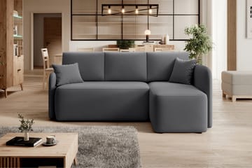 Hadson 3-seter Sofa med Sjeselong - Mørk grå - Møbler - Sofaer - Fløyelssofaer