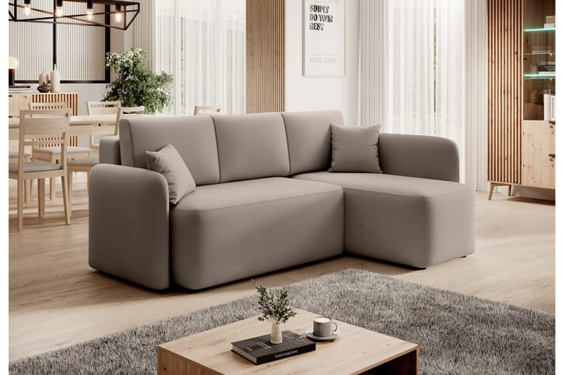 Hadson 3-seters Sofa med Divan - Beige - Møbler - Sofaer - Fløyelssofaer