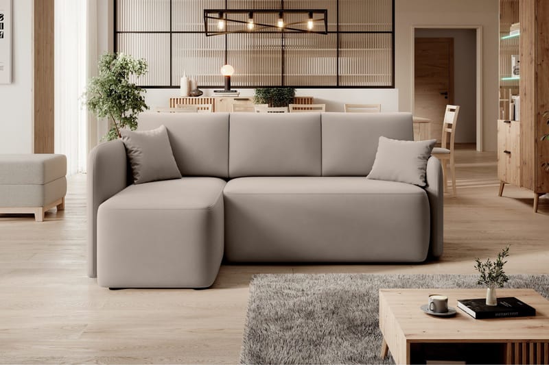 Hadson 3-seters Sofa med Divan - Beige - Møbler - Sofaer - Fløyelssofaer