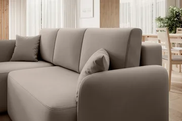 Hadson 3-seters Sofa med Divan - Beige - Møbler - Sofaer - Fløyelssofaer