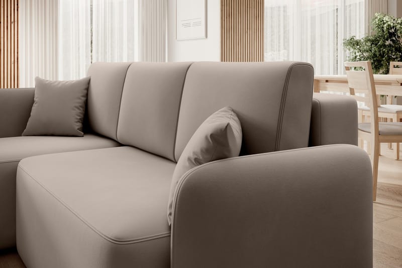 Hadson 3-seters Sofa med Divan - Beige - Møbler - Sofaer - Fløyelssofaer