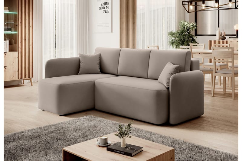 Hadson 3-seters Sofa med Divan - Beige - Møbler - Sofaer - Fløyelssofaer