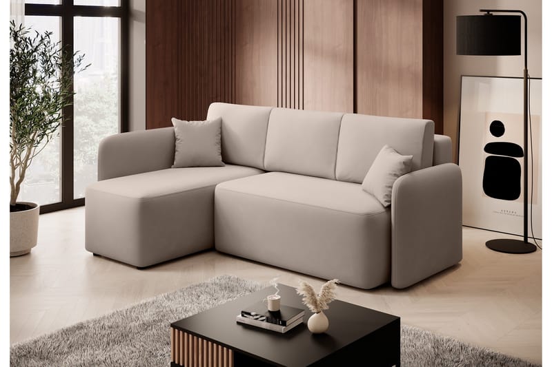 Hadson 3-seters Sofa med Divan - Beige - Møbler - Sofaer - Fløyelssofaer